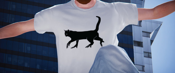 Other Cat with hands T shirt Skater XL mod
