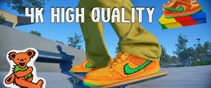 Gear Grateful Dead Nike SB Dunk “Orange Bear” 4K HQ Skater XL mod