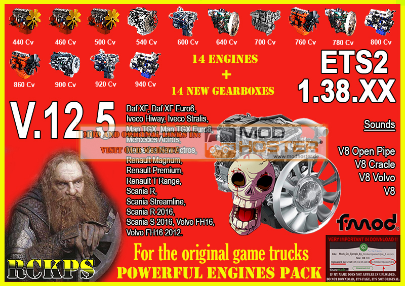 Pack Powerful Engines + Gearboxes V.12.5 for ETS2 1.38.XX - Thumbnail 1