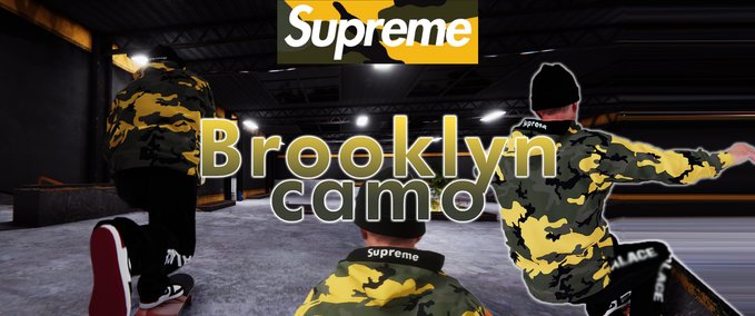 Gear Supreme Brooklyn Camo Jacket Hoodie / Yellow camo Skater XL mod
