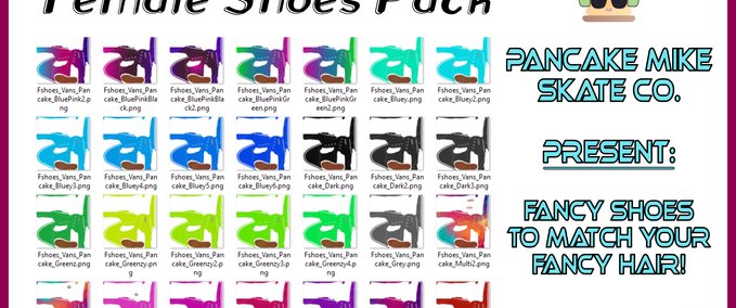 Fakeskate Brand Fancy Female Shoes Pack (WIP) Skater XL mod