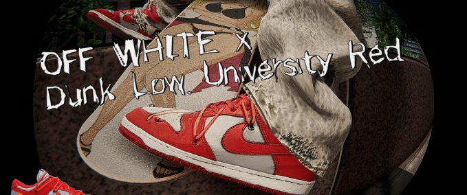 Gear OFF-WHITE x Dunk Low 'University Red' Skater XL mod