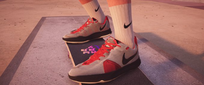 Gear Nike PG 4 Custom Grey Red Skater XL mod