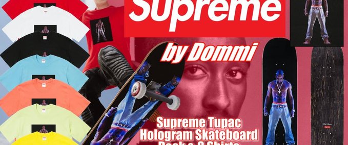 Deck Supreme Tupca Hologram Deck & Shirts Skater XL mod