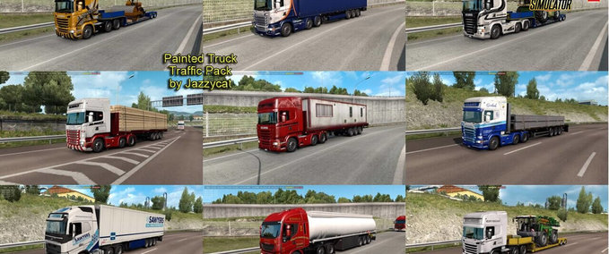 AI Painted Trucks in Traffic Pack v10.9 (1.38.x) Eurotruck Simulator mod