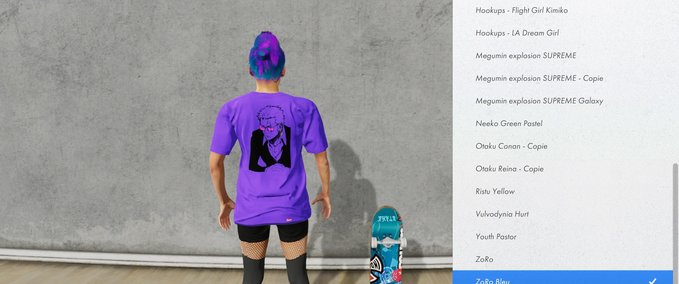 Gear Female T-Shirt Zoro Green and Blue (one piece) Skater XL mod