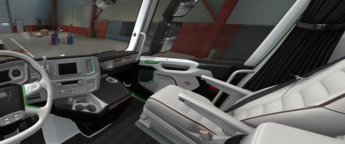 Interieurs SCANIA S 2016 Weiß - Grünes Interieur [1.37 - 1.38] Eurotruck Simulator mod