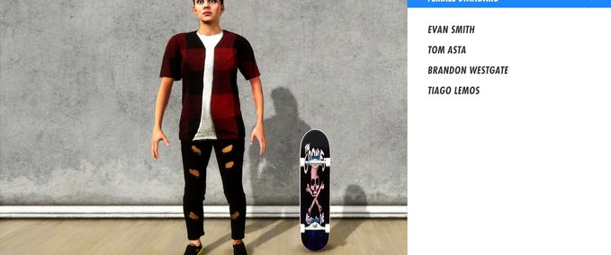 Short Sleeve T-Shirt red plaid and rip pants Skater XL mod