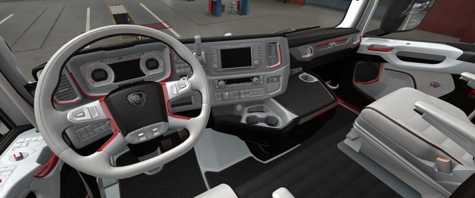 Interieurs SCANIA S 2016 Weiß - Rotes Interieur 1.38.x Eurotruck Simulator mod