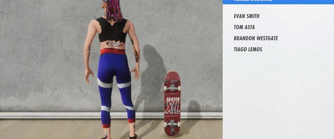 Skin blue tights with tattoos Skater XL mod