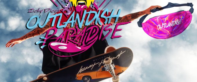 Fakeskate Brand Zicky Dice's OUTLANDISH PARADISE XL Pack Skater XL mod