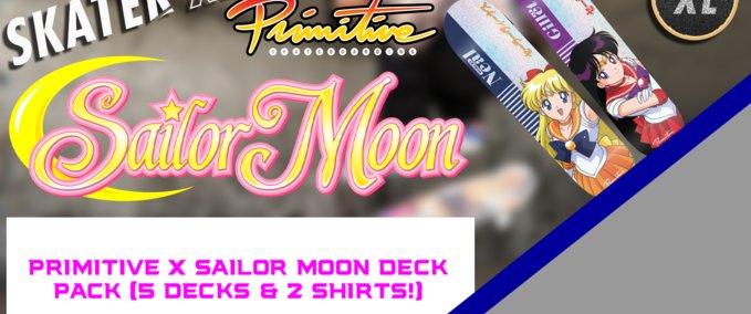 Real Brand Primitive x Sailor Moon Deck Pack (5 Decks) Skater XL mod