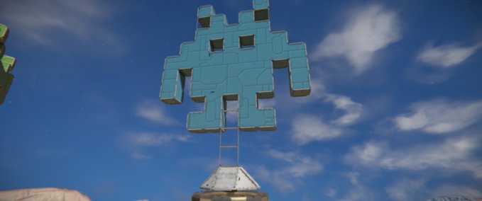 Blueprint Rotating Sculpture Space Invader Bravo Space Engineers mod