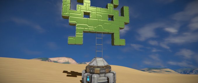Blueprint Rotating Sculpture Space Invader Alpha Space Engineers mod
