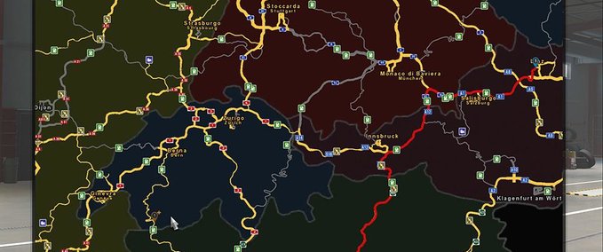 Maps Vergrösserte & farbige Karte [1.38.x] Eurotruck Simulator mod