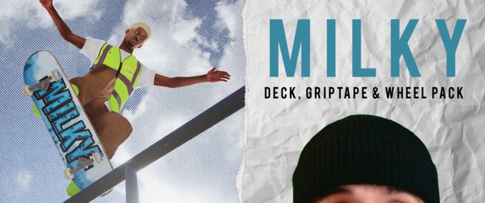 Fakeskate Brand Milky Deck, Griptape & Wheel Pack Skater XL mod
