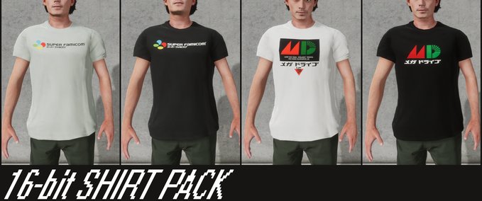 Short Sleeve T-Shirt 16-bit Shirt Pack Male and Female Skater XL mod