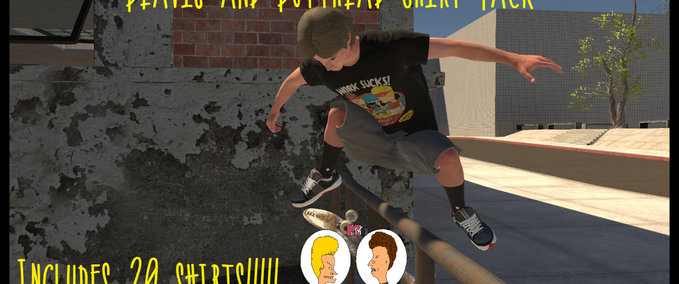 Other Beavis And Butthead Shirt Pack(Includes 20 Shirts) Skater XL mod