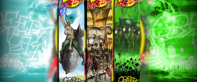 Uncategorized CreepyCat SkateBoards Nuclear Pawfare Series Skater XL mod