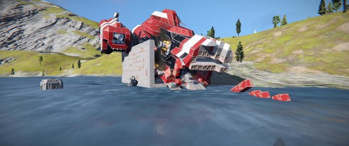 World crashed ship survival Space Engineers mod