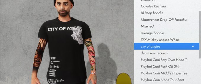 Deck city of angles tee with random board Skater XL mod