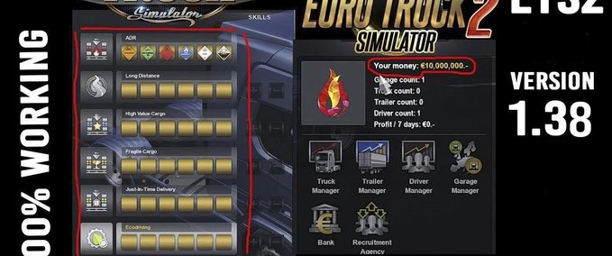 Sonstige XP und Geld Mod (1.38.x)  Eurotruck Simulator mod