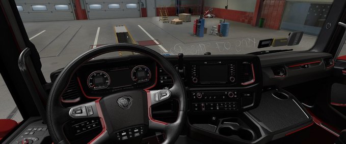 Trucks Scania NewGen Schwarz - Rotes Interieur von kRipt [1.38.x] Eurotruck Simulator mod