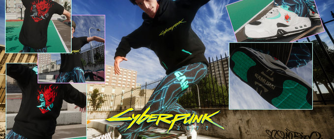 Short Sleeve T-Shirt Cyberpunk 2077 Gear Set Skater XL mod