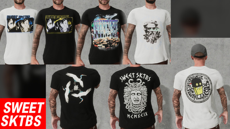 Skater XL: Sweet Sktbs - T-shirt pack 1 v 1.0 Gear, Real Brand, Short ...