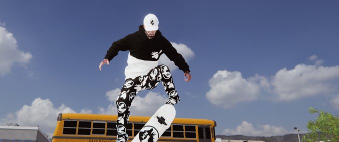 Fakeskate Brand Moose Drip Black & White Skater XL mod
