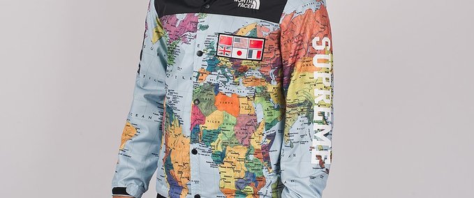 the north face x supreme world map