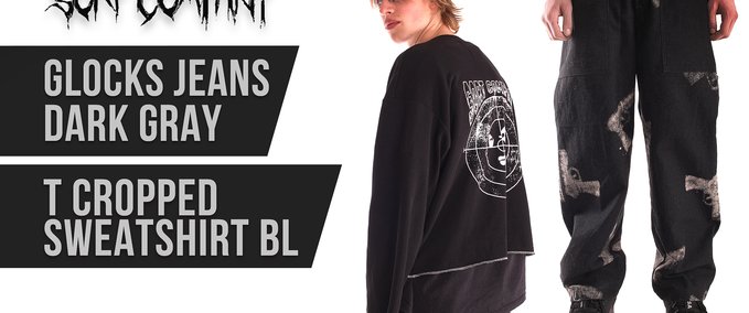 Other Sort company GLOCKS JEANS + T CROPPED SWEATSHIRT B Skater XL mod