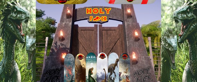 Fakeskate Brand Holy F*ck Dinosaurs Decks Skater XL mod