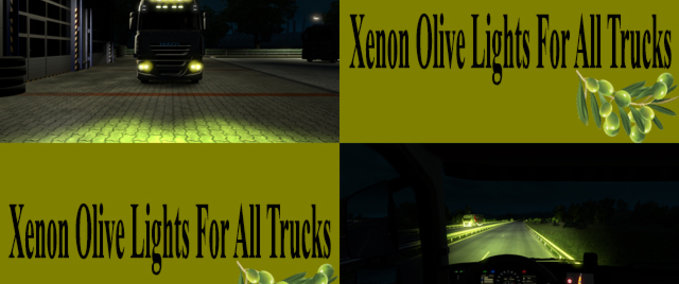 Trucks Xenon olivfarbene Scheinwerfer für alle LKWs  Eurotruck Simulator mod