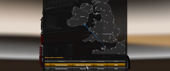 Mods Fährverbindungen in der irischen See für ProMods 2.51 Eurotruck Simulator mod