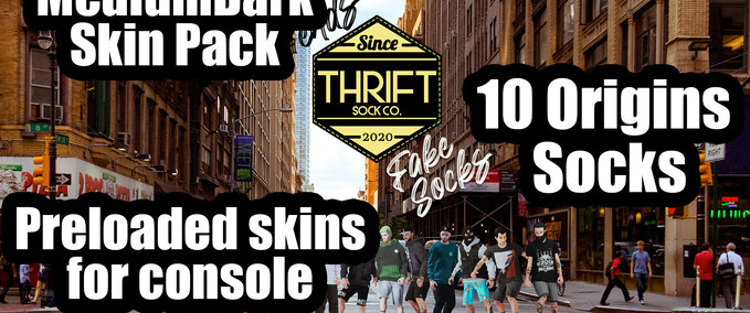 Gear Thrift CONSOLE - Origin Socks - MediumDark Skin Skater XL mod