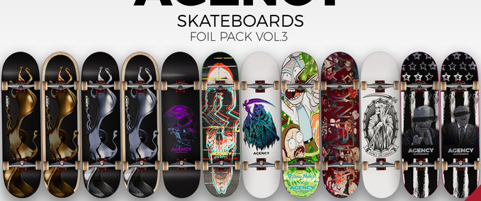 Fakeskate Brand Agency Skateboards - Foil Deck Pack Vol.3 PLUS Skater XL mod