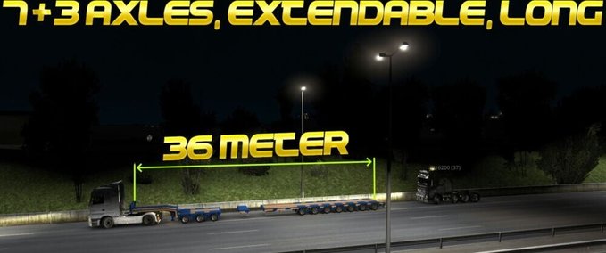 Trailer Long Low Bed (7+3 Axles, Extendable, Long) MP [1.39.x] Eurotruck Simulator mod
