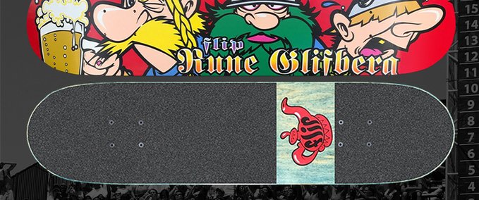 Gear 1999 Rune Glifberg Flip Vikings Deck and Griptape Skater XL mod