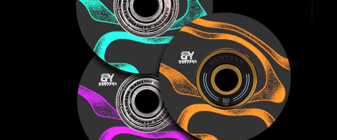 Fakeskate Brand BadYear Wheels - Goldys Spiral Pack Skater XL mod