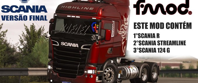 Trucks Scania R&S and 124G Brazilian Edit (FMOD) [1.39.x] Eurotruck Simulator mod