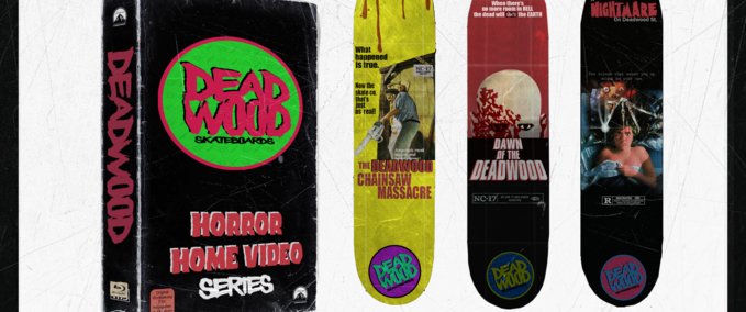 Fakeskate Brand Deadwood Skateboards - Horror Home Video Series Skater XL mod