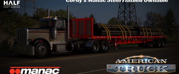 Trailer Corby's Manac Steel Flatbed 1.39.x American Truck Simulator mod
