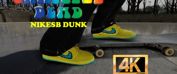 Real Brand Grateful Dead x Nike SB Dunk Yellow 4K (Recolour) Skater XL mod
