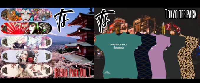 Other Total Steez Geisha Deck & Tokyo Tee pack Skater XL mod