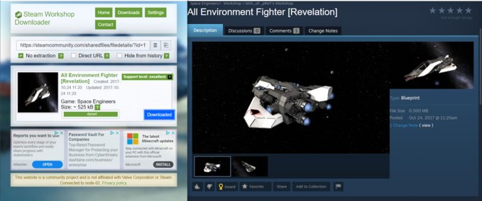 Blueprint revelation fighter ** Space Engineers mod