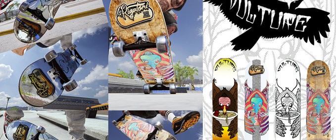 Fakeskate Brand Vulture Skate Co. Rigatoni Pro Model Decks Skater XL mod