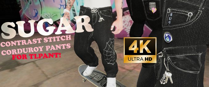 Real Brand (TLPant) Sugar Cords Contrast Stitch Skater XL mod