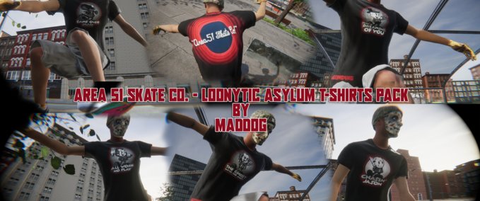 Real Brand Area 51 Skate Co - Loonytic Asylum T-Shirt pack Skater XL mod