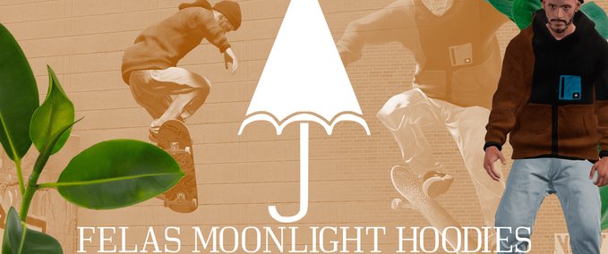Other Felas Moonlight Zipper Hoodies / Beige & Black Skater XL mod